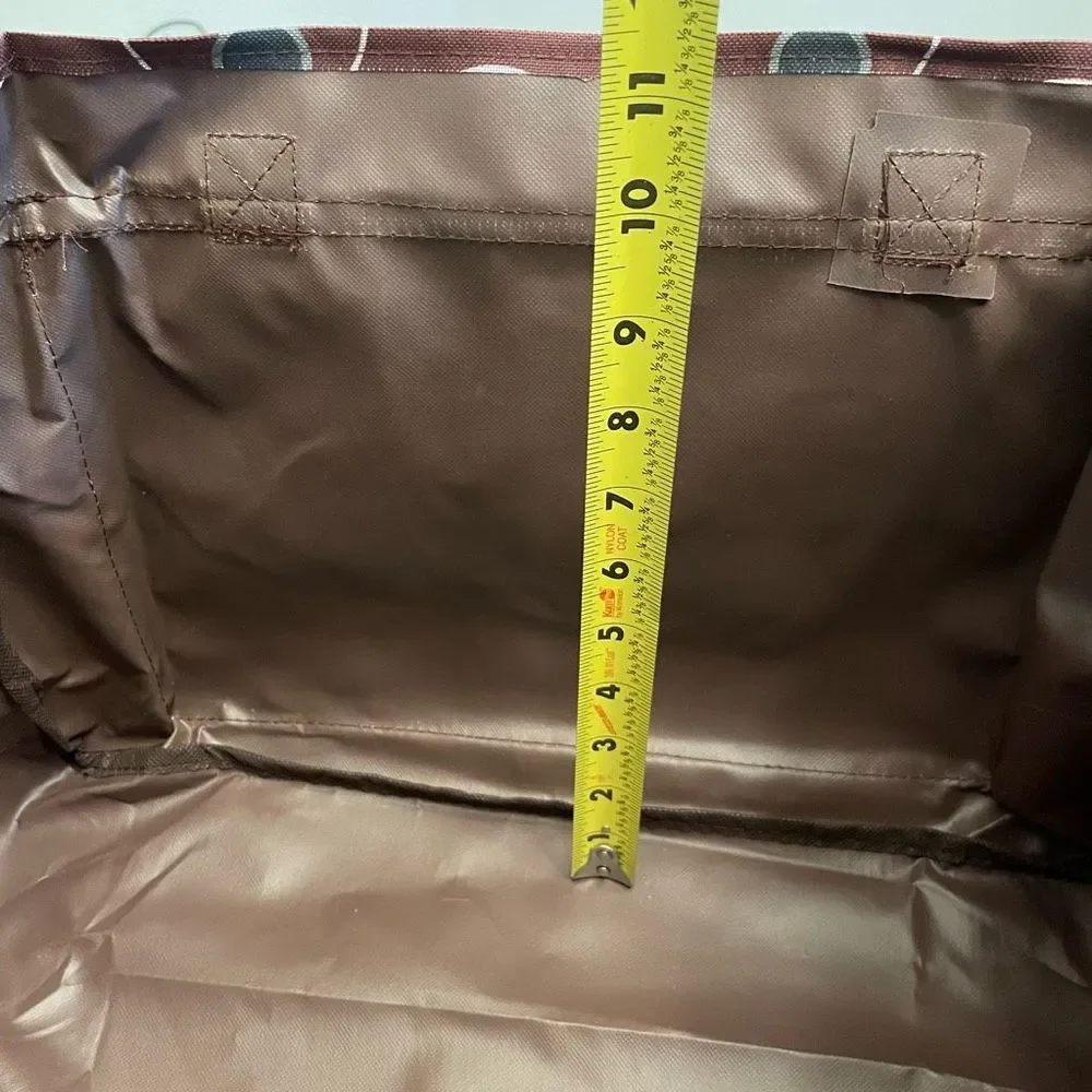 Diaper Bag Women Brown White Geometric Lightweight Nylon Bottle Pockets L
